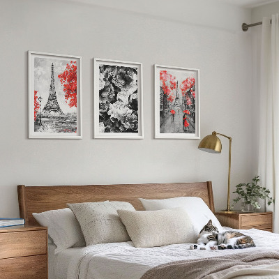 Lot de 3 tableaux pour salon Peintures grises de la Tour Eiffel