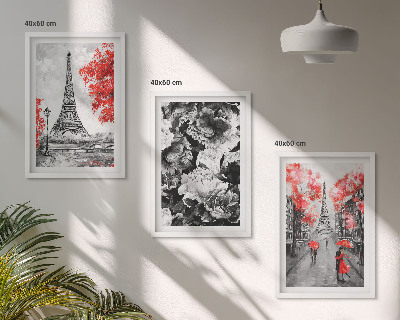 Lot de 3 tableaux pour salon Peintures grises de la Tour Eiffel
