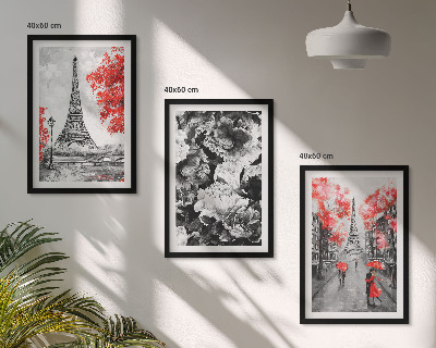 Lot de 3 tableaux pour salon Peintures grises de la Tour Eiffel