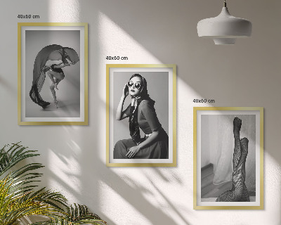 Lot de 3 tableaux pour salon Portraits de femmes en noir et blanc