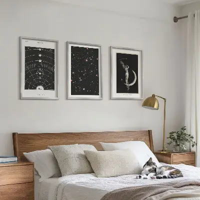 Cadre photo mural motif figure nocturne du système solaire