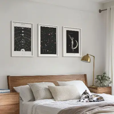Cadre photo mural motif figure nocturne du système solaire
