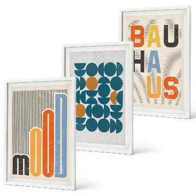 Cadre photo mural avec motifs géométriques style Bauhaus