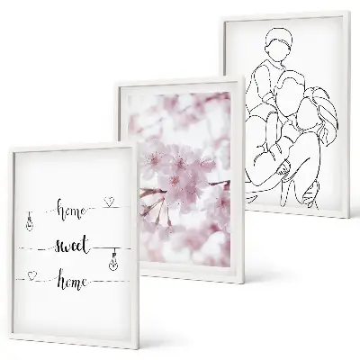 Lot de 3 tableaux pour salon motif famille de fleurs minimaliste