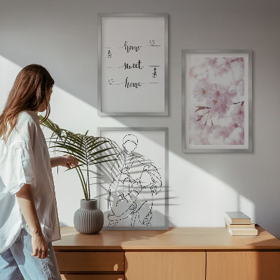 Lot de 3 tableaux pour salon Famille de fleurs minimaliste