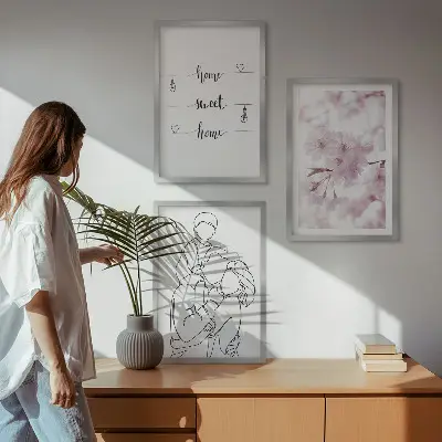 Lot de 3 tableaux pour salon motif famille de fleurs minimaliste