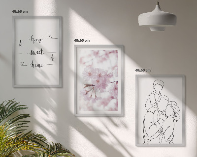 Lot de 3 tableaux pour salon Famille de fleurs minimaliste