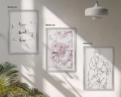 Lot de 3 tableaux pour salon motif famille de fleurs minimaliste
