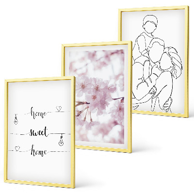 Lot de 3 tableaux pour salon Famille de fleurs minimaliste