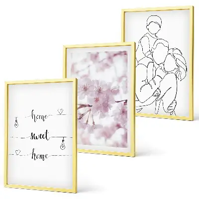 Lot de 3 tableaux pour salon motif famille de fleurs minimaliste