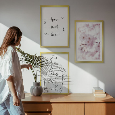 Lot de 3 tableaux pour salon Famille de fleurs minimaliste