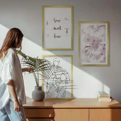 Lot de 3 tableaux pour salon motif famille de fleurs minimaliste