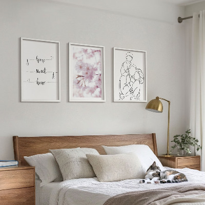 Lot de 3 tableaux pour salon Famille de fleurs minimaliste