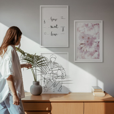 Lot de 3 tableaux pour salon Famille de fleurs minimaliste