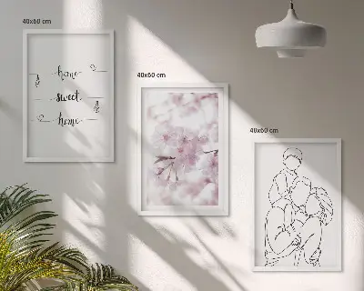 Lot de 3 tableaux pour salon motif famille de fleurs minimaliste