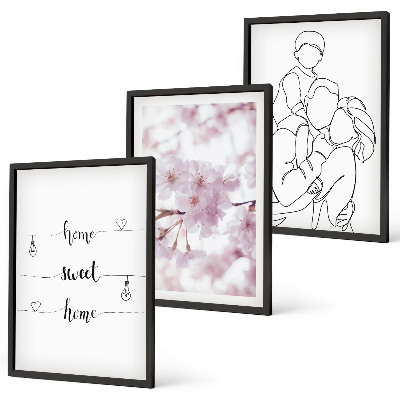 Lot de 3 tableaux pour salon Famille de fleurs minimaliste