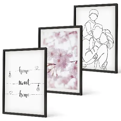 Lot de 3 tableaux pour salon motif famille de fleurs minimaliste