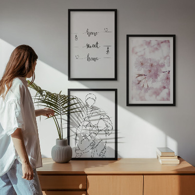 Lot de 3 tableaux pour salon Famille de fleurs minimaliste
