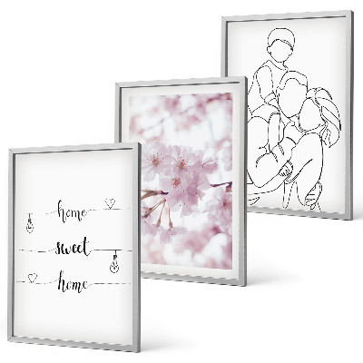 Lot de 3 tableaux pour salon Famille de fleurs minimaliste
