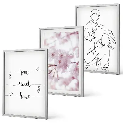 Lot de 3 tableaux pour salon motif famille de fleurs minimaliste