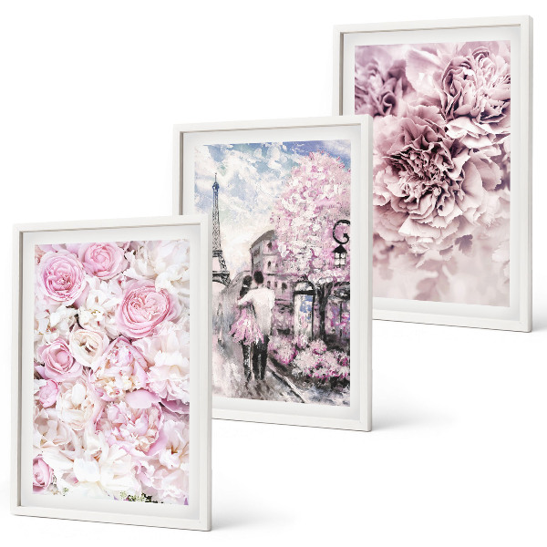 Cadre photo mural Paysage de fleurs aux nuances de rose