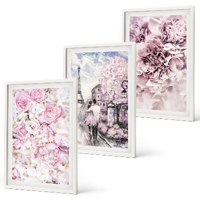 Cadre photo mural Paysage de fleurs aux nuances de rose