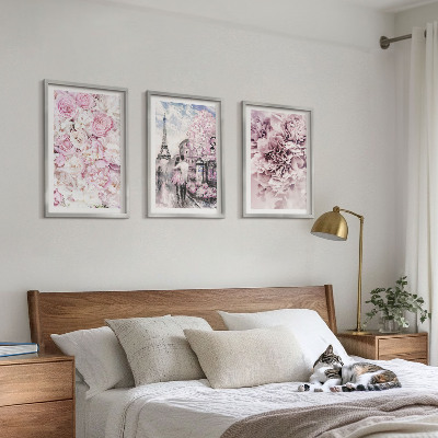Cadre photo mural Paysage de fleurs aux nuances de rose