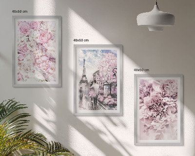 Cadre photo mural Paysage de fleurs aux nuances de rose