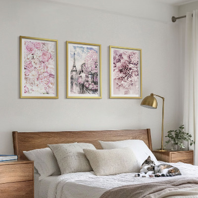 Cadre photo mural Paysage de fleurs aux nuances de rose