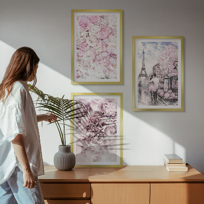 Cadre photo mural Paysage de fleurs aux nuances de rose