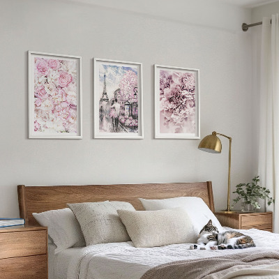Cadre photo mural Paysage de fleurs aux nuances de rose