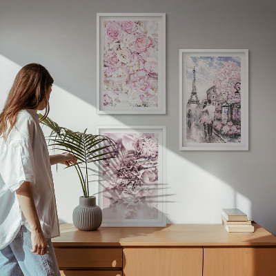 Cadre photo mural Paysage de fleurs aux nuances de rose