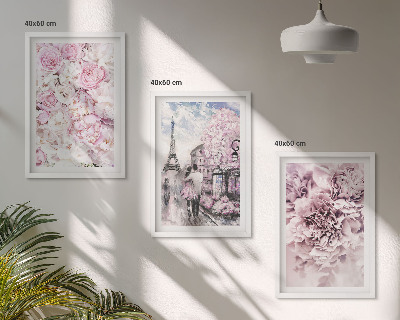 Cadre photo mural Paysage de fleurs aux nuances de rose
