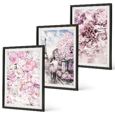 Cadre photo mural Paysage de fleurs aux nuances de rose