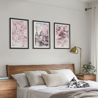 Cadre photo mural Paysage de fleurs aux nuances de rose