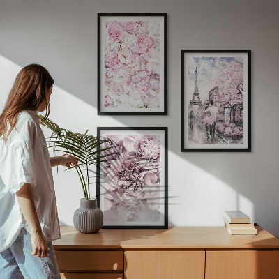 Cadre photo mural Paysage de fleurs aux nuances de rose