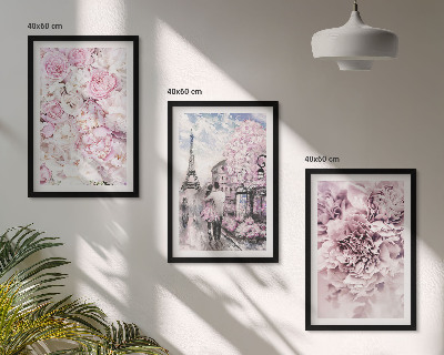 Cadre photo mural Paysage de fleurs aux nuances de rose