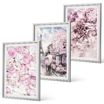 Cadre photo mural Paysage de fleurs aux nuances de rose