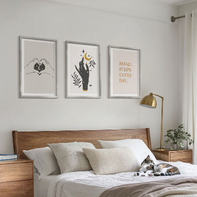 Lot de 3 tableaux pour salon Illustrations bohèmes minimalistes