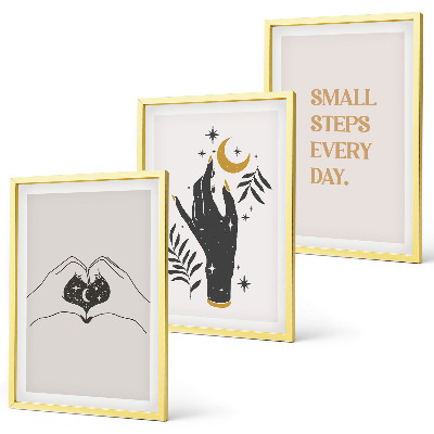 Lot de 3 tableaux pour salon Illustrations bohèmes minimalistes