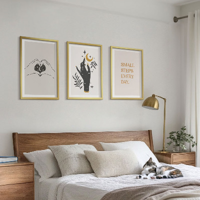 Lot de 3 tableaux pour salon Illustrations bohèmes minimalistes