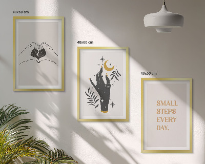 Lot de 3 tableaux pour salon Illustrations bohèmes minimalistes