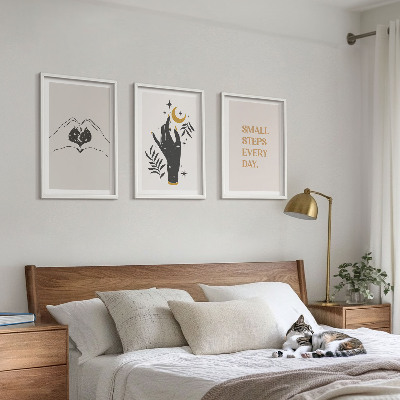 Lot de 3 tableaux pour salon Illustrations bohèmes minimalistes