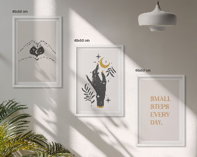 Lot de 3 tableaux pour salon Illustrations bohèmes minimalistes