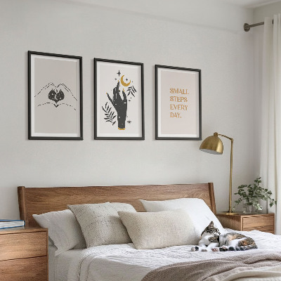 Lot de 3 tableaux pour salon Illustrations bohèmes minimalistes