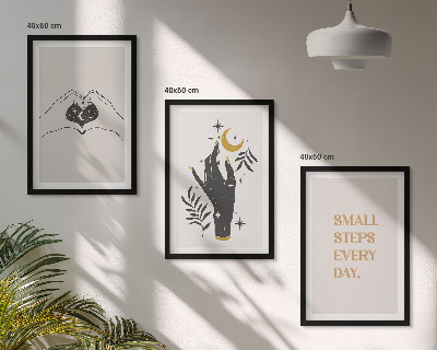 Lot de 3 tableaux pour salon Illustrations bohèmes minimalistes