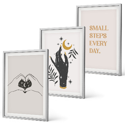 Lot de 3 tableaux pour salon Illustrations bohèmes minimalistes