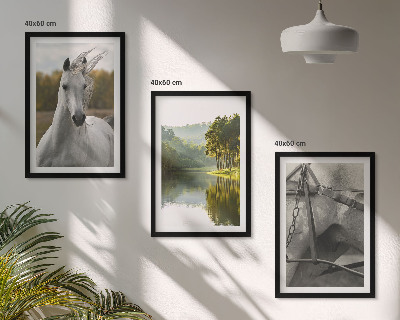 Lot de 3 tableaux pour salon Chevaux blancs nature de la rivière