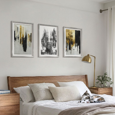 Lot de 3 tableaux pour salon Portraits abstraits contrastés