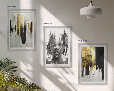 Lot de 3 tableaux pour salon Portraits abstraits contrastés